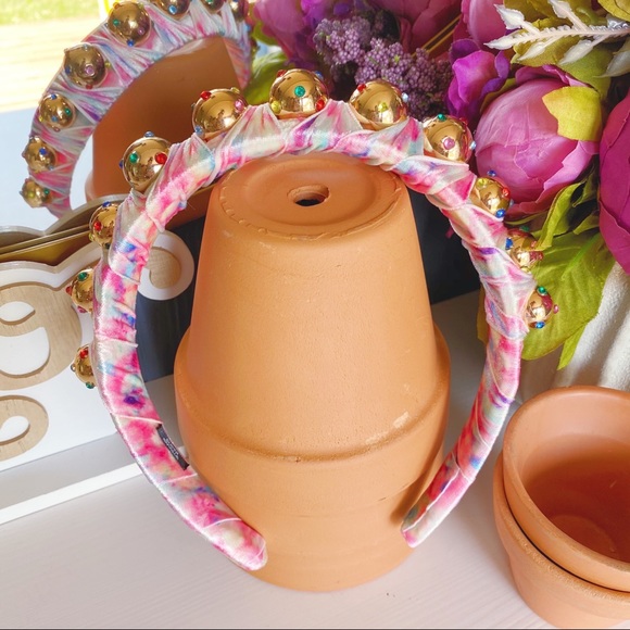 Anthropologie Super Smalls Embellished Headbands Set Mommy & Me Pink Gem Floral - Picture 5 of 16